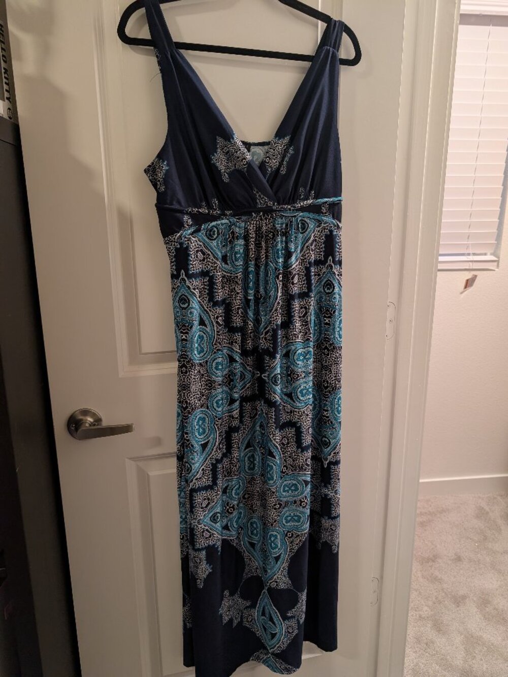 Metaphor petite navy blue paisley print maxi dress Size XLP